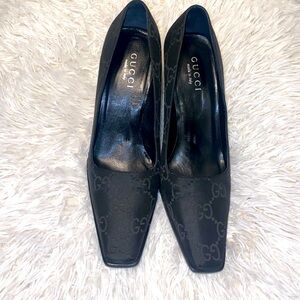Gucci Monogram Double G Black Heels 9.5